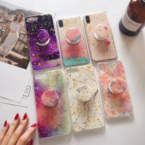 PASTEL GOLD FLAKE CASE WITH POPSOCKET - Cases by Klein