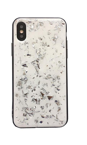 SILVER FLAKE WHITE MARBLE CASE - Cases by Klein