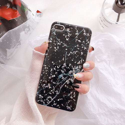 SILVER FLAKE BLACK MARBLE - Cases by Klein